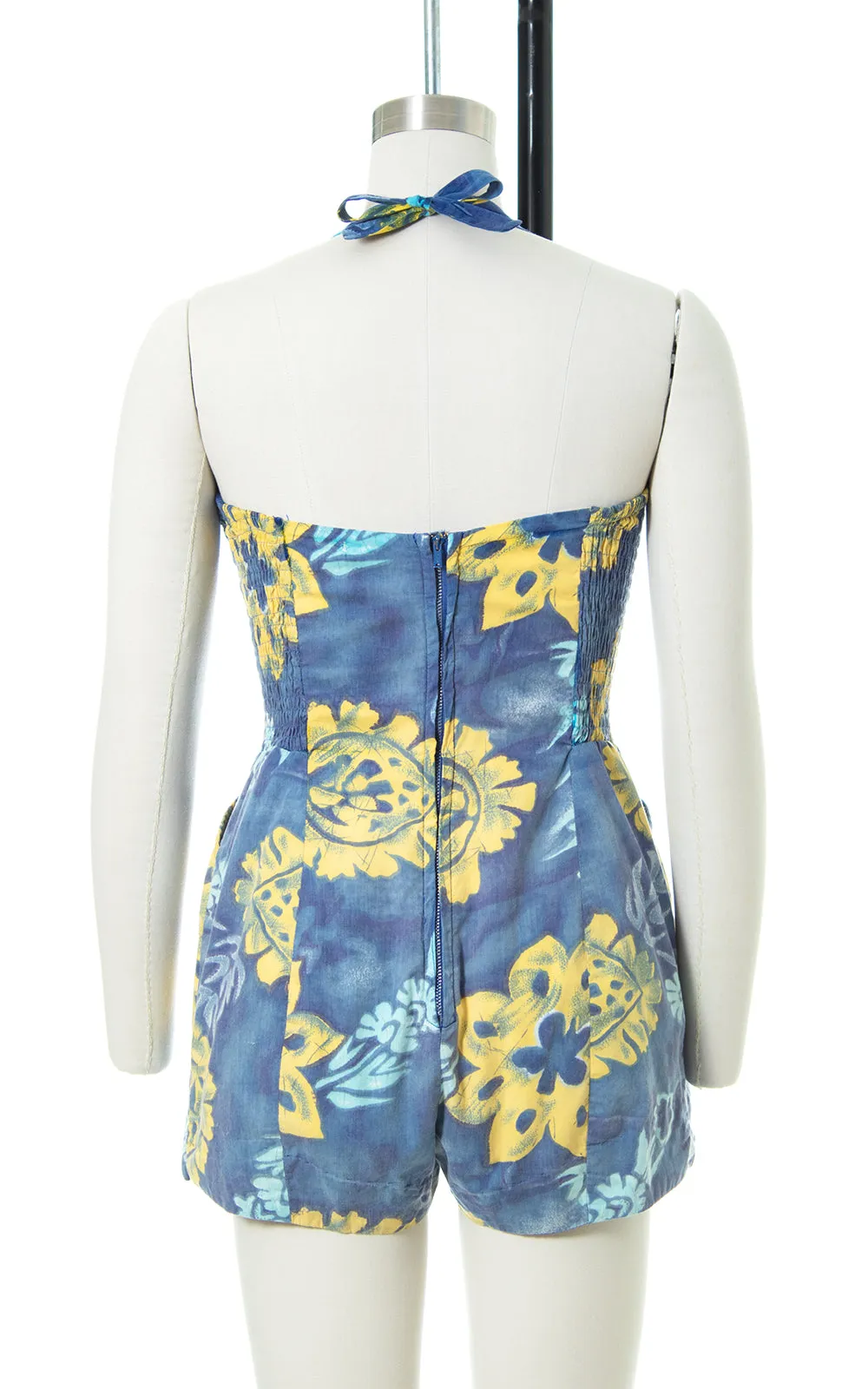 1950s Kamehameha Floral Smocked Romper | small/medium