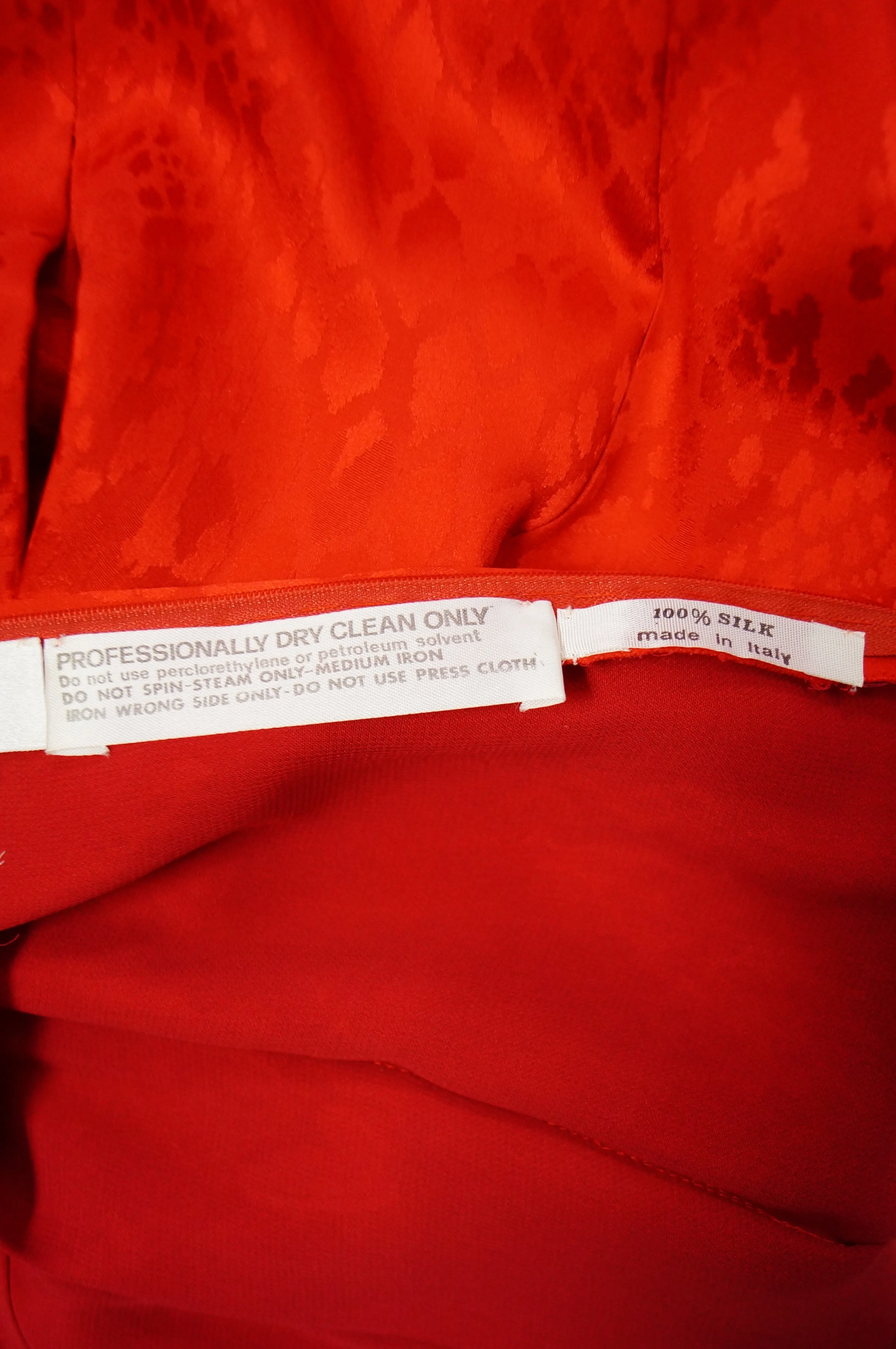 1980s Andre Laug Red Silk Snakeskin Print Dress