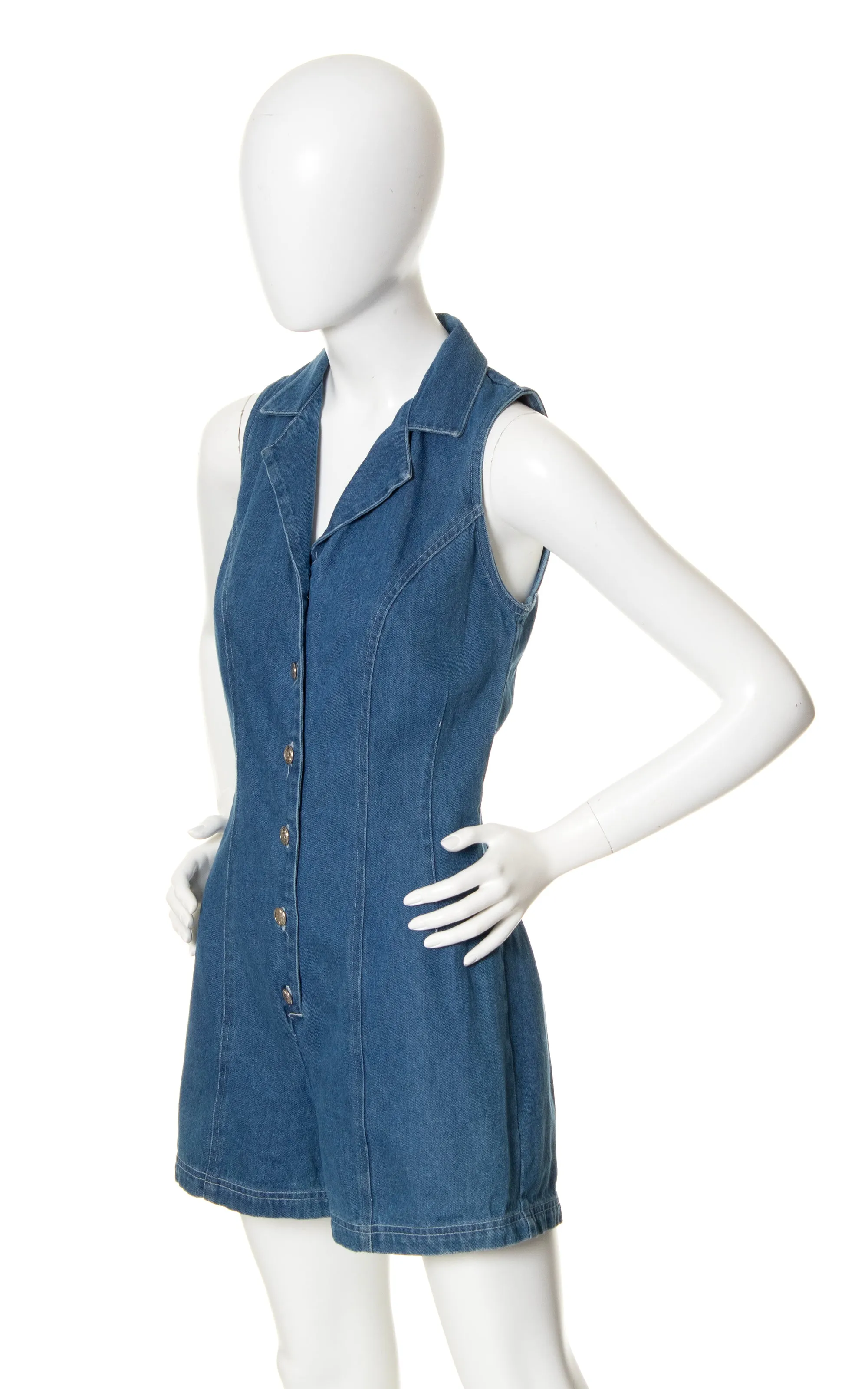 1990s Lace-Up Denim Romper | small