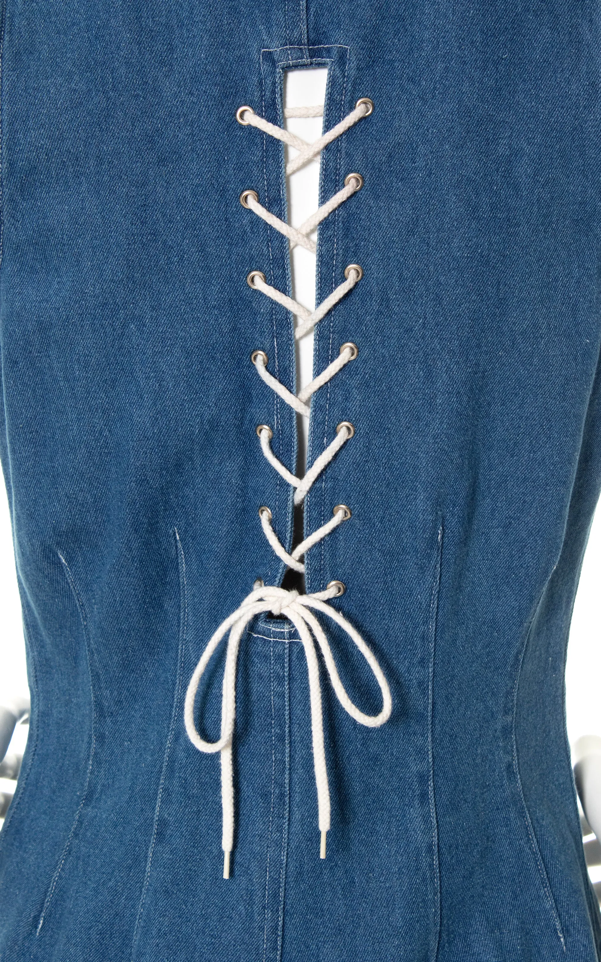 1990s Lace-Up Denim Romper | small