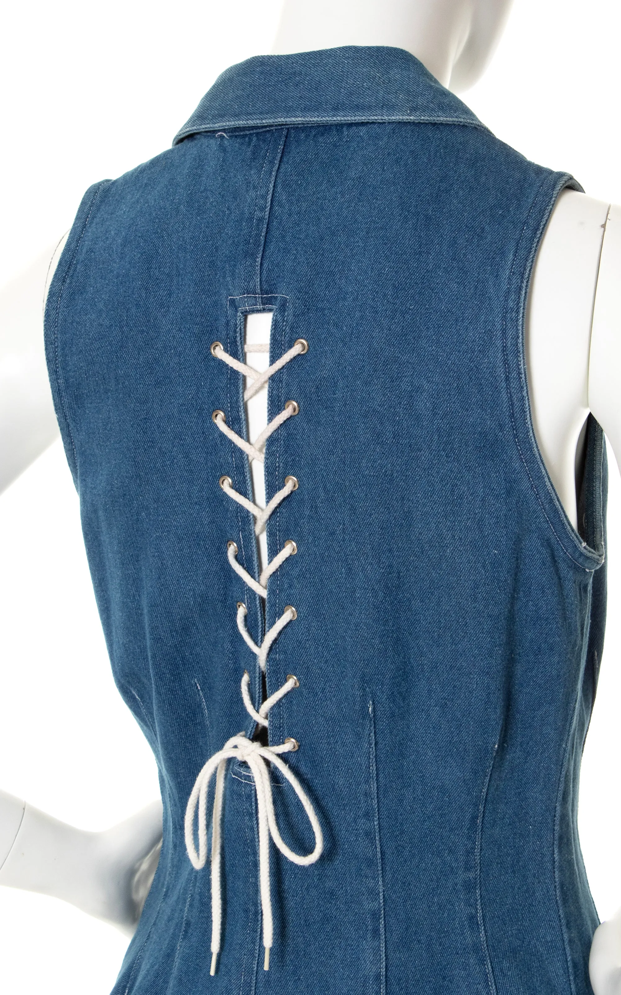 1990s Lace-Up Denim Romper | small