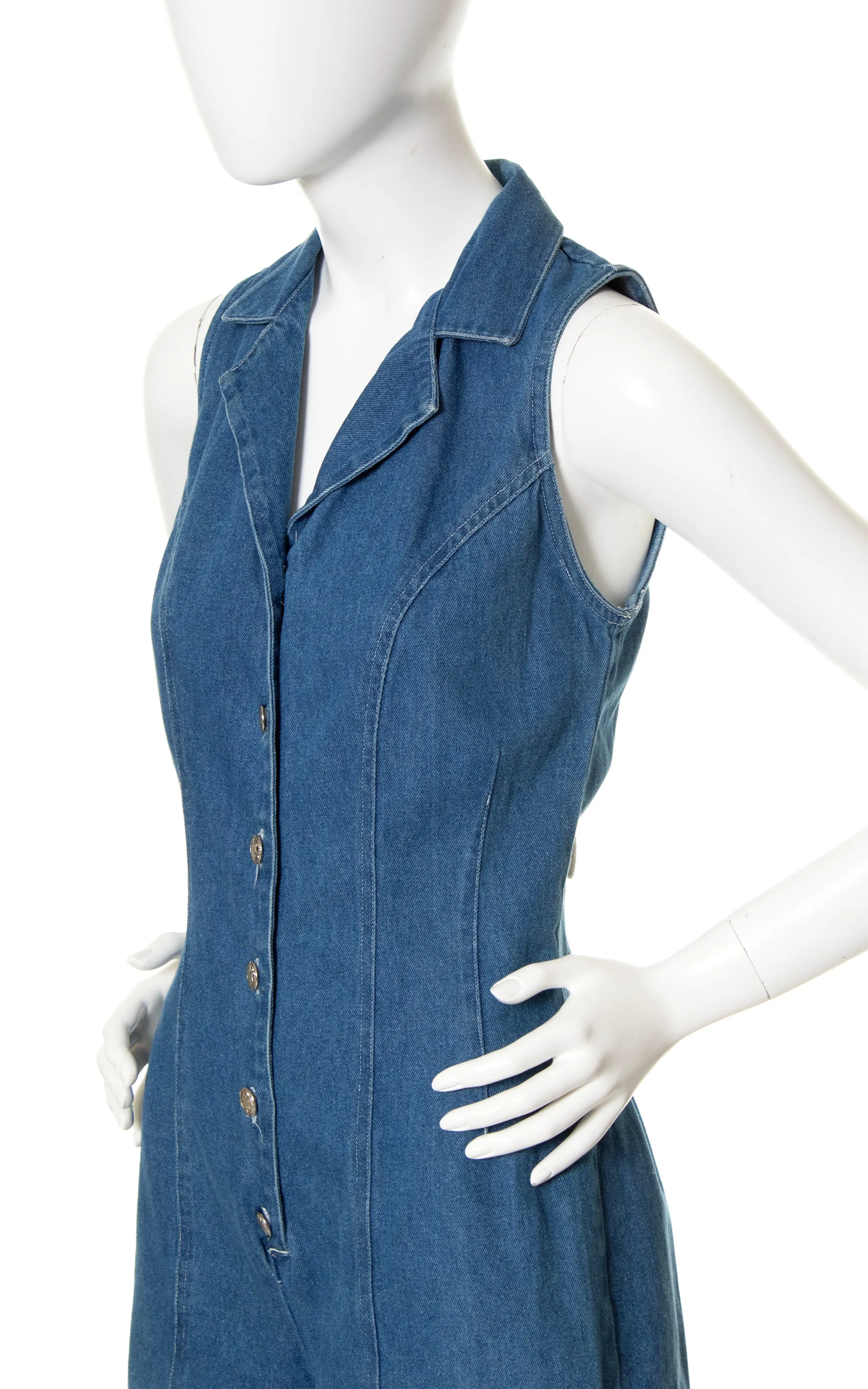 1990s Lace-Up Denim Romper | small
