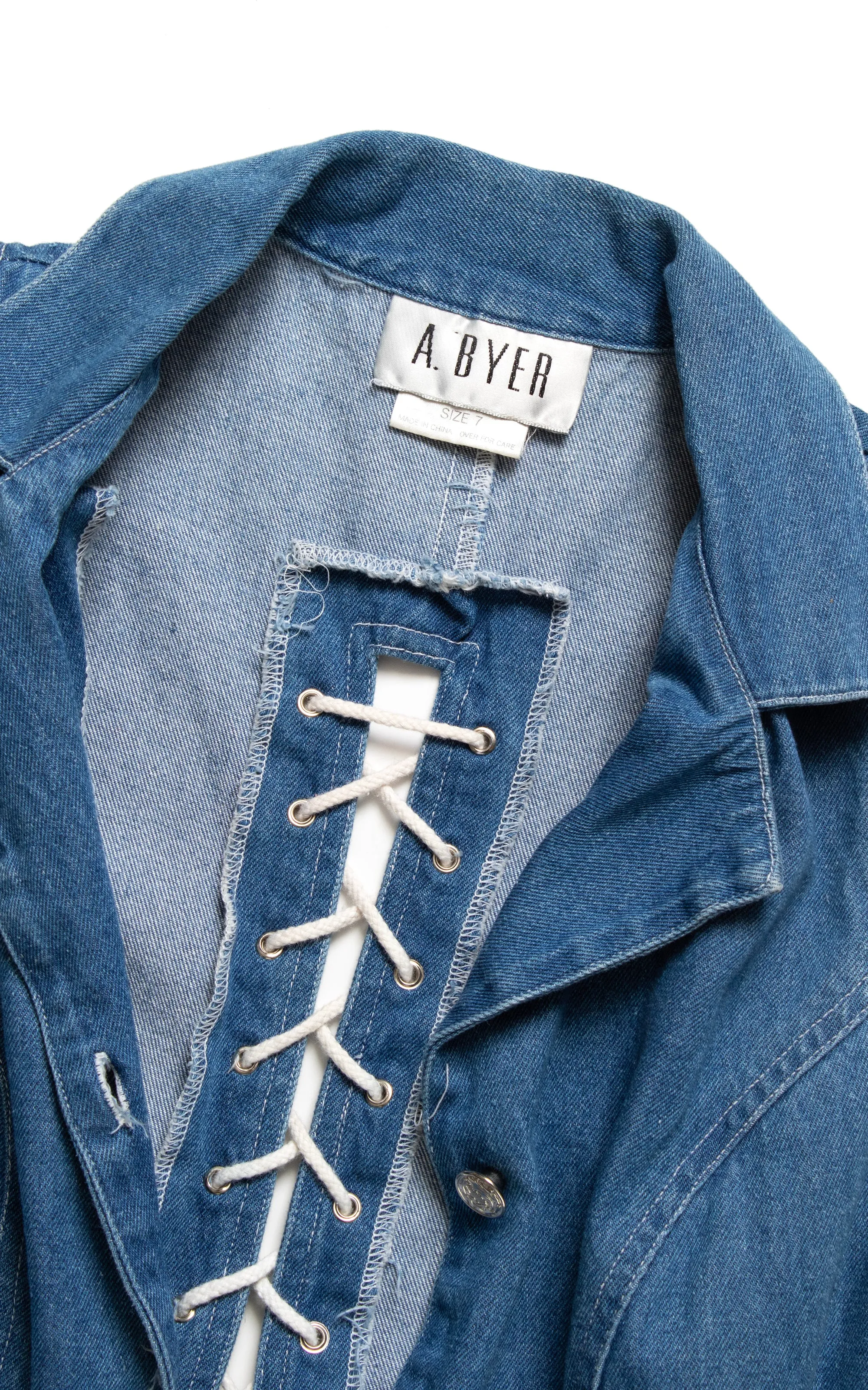 1990s Lace-Up Denim Romper | small