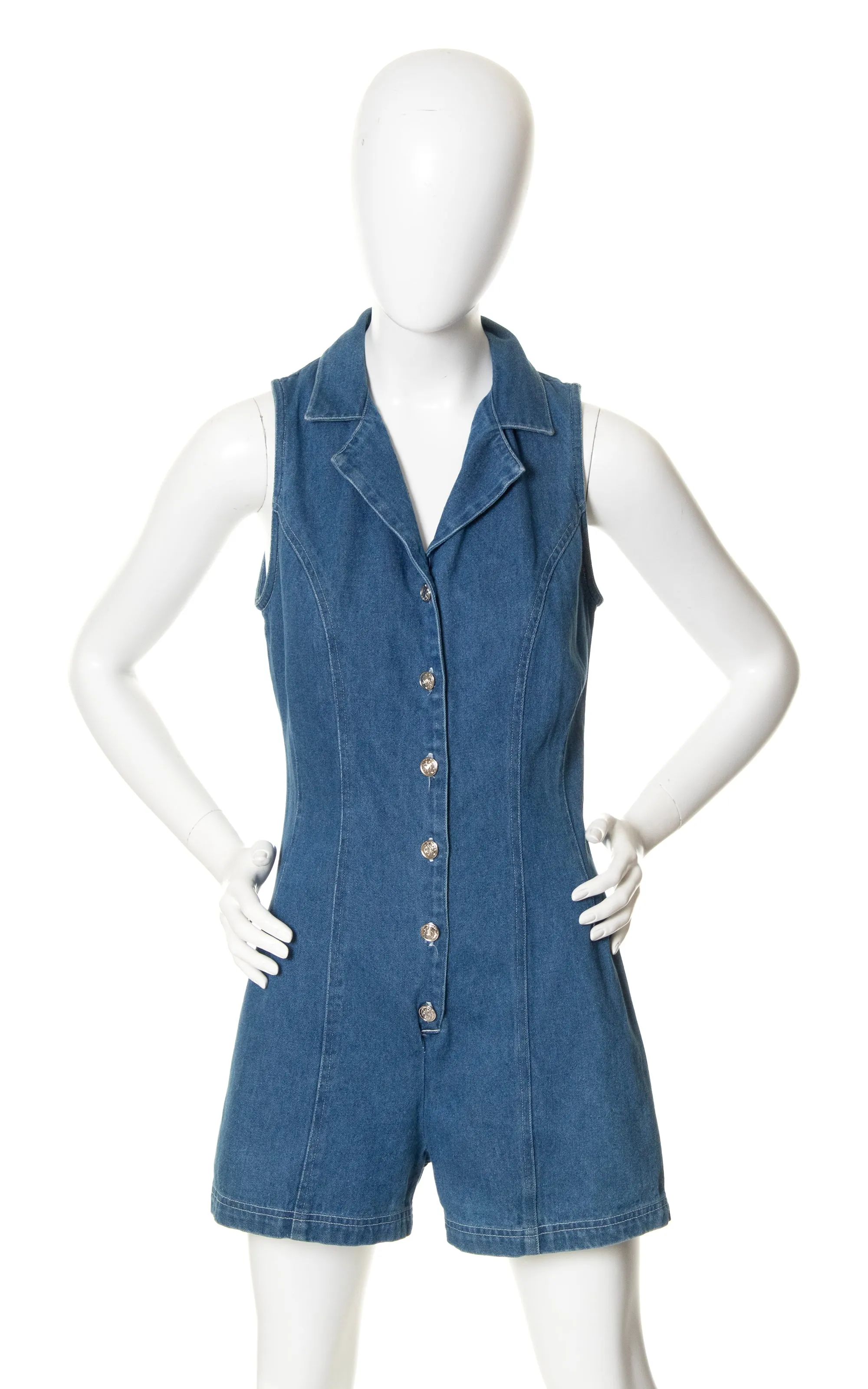 1990s Lace-Up Denim Romper | small