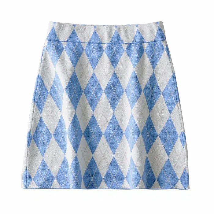 Argyle Print Mini Skirt