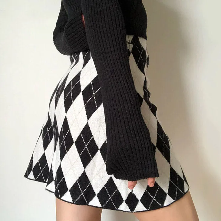 Argyle Print Mini Skirt