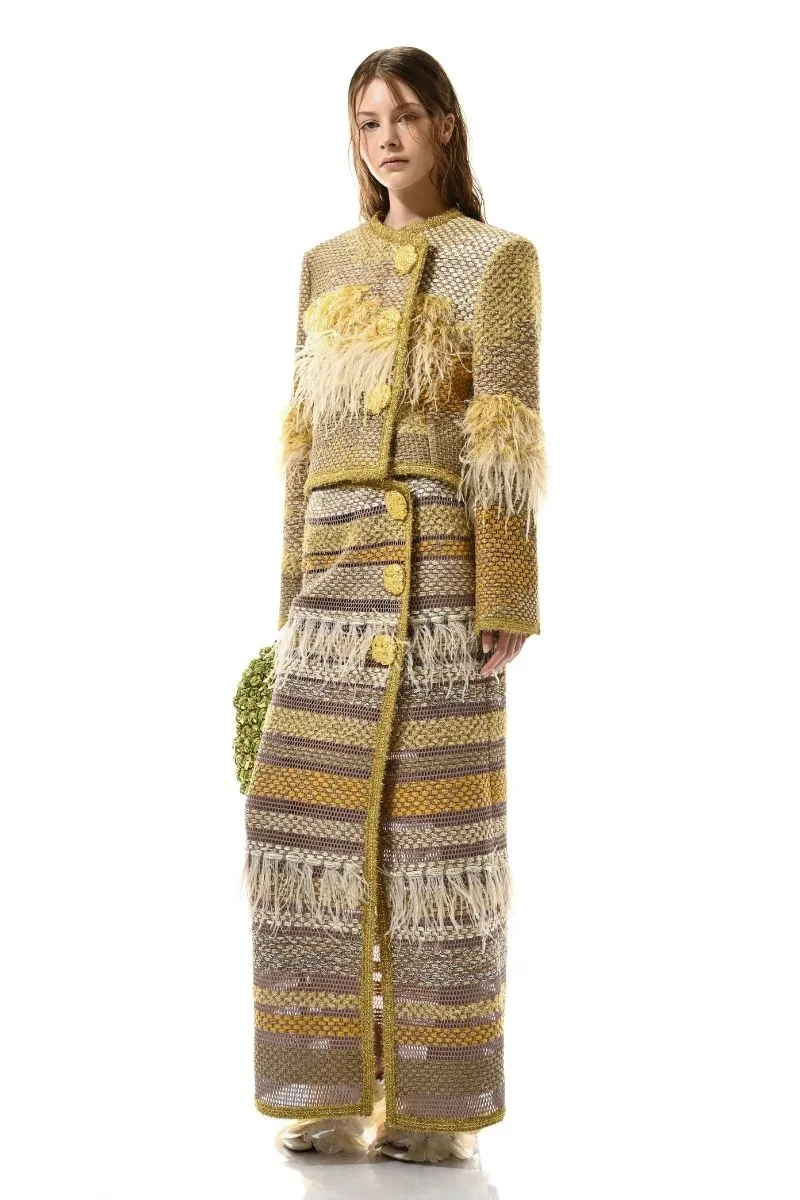 AVRIL MAXI SKIRT IN GOLD