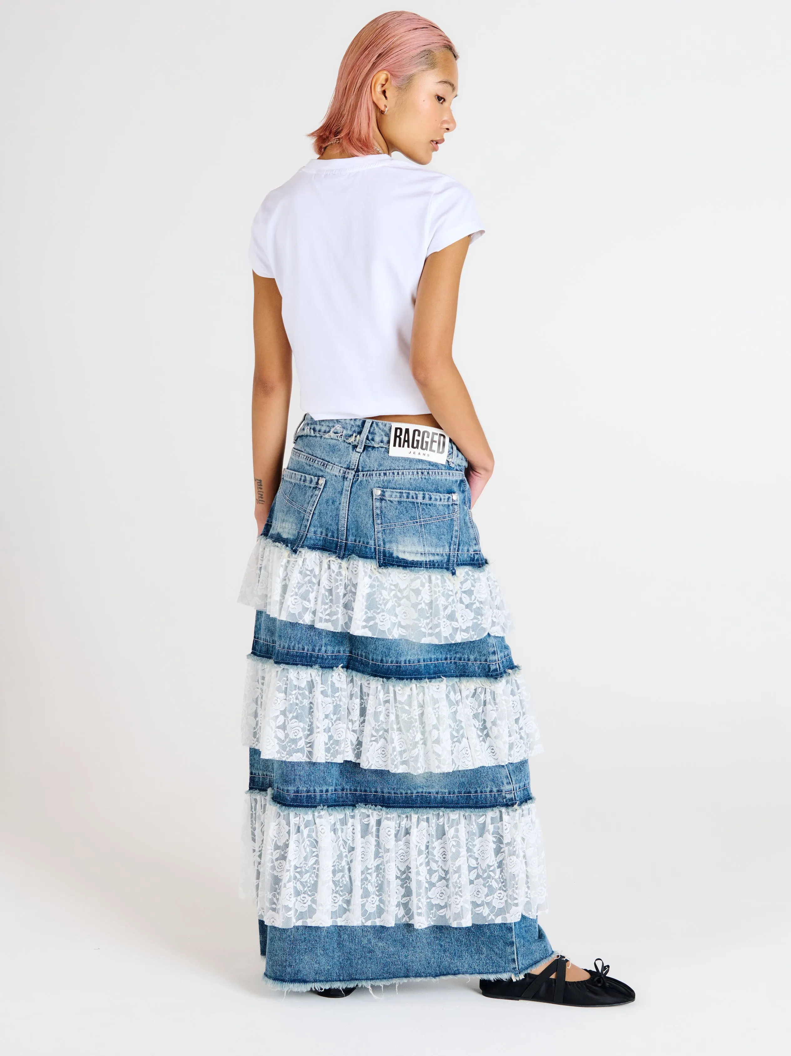 Babydoll Denim Maxi Skirt