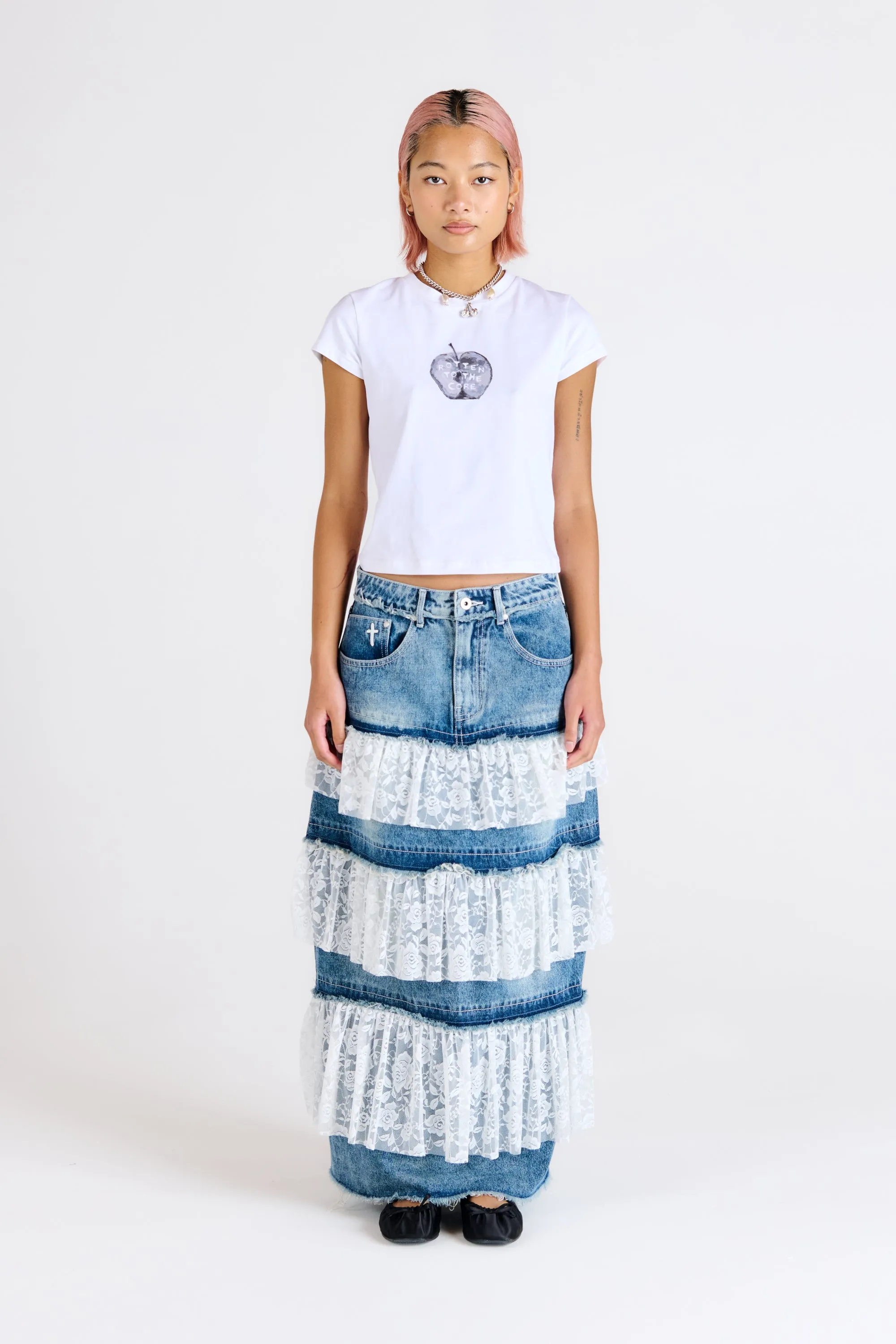 Babydoll Denim Maxi Skirt