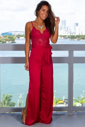 Berry Lace Top Jumpsuit