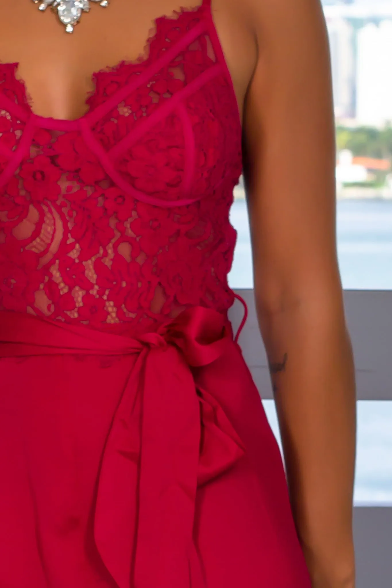 Berry Lace Top Jumpsuit