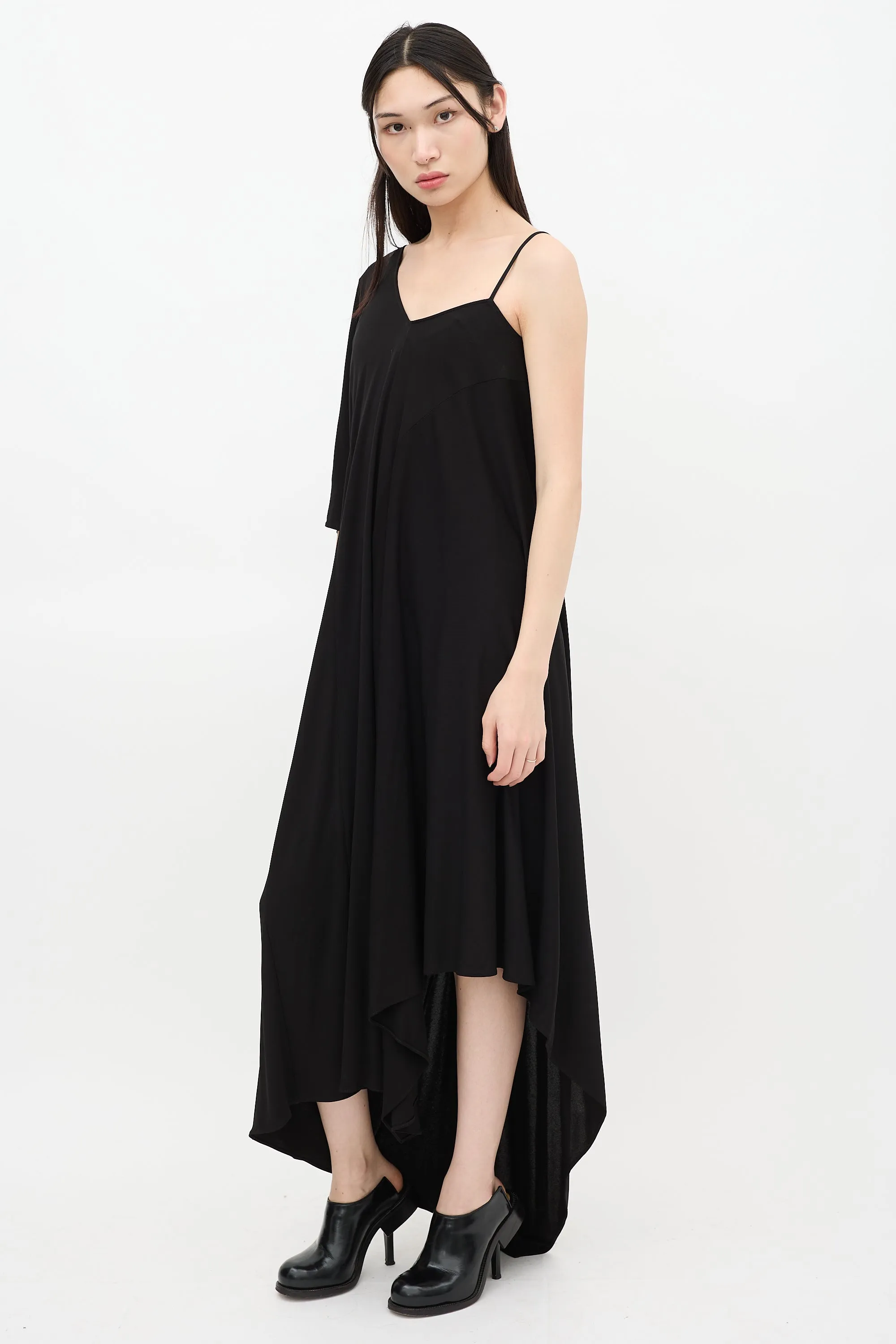 Black Asymmetrical Shift Maxi Dress