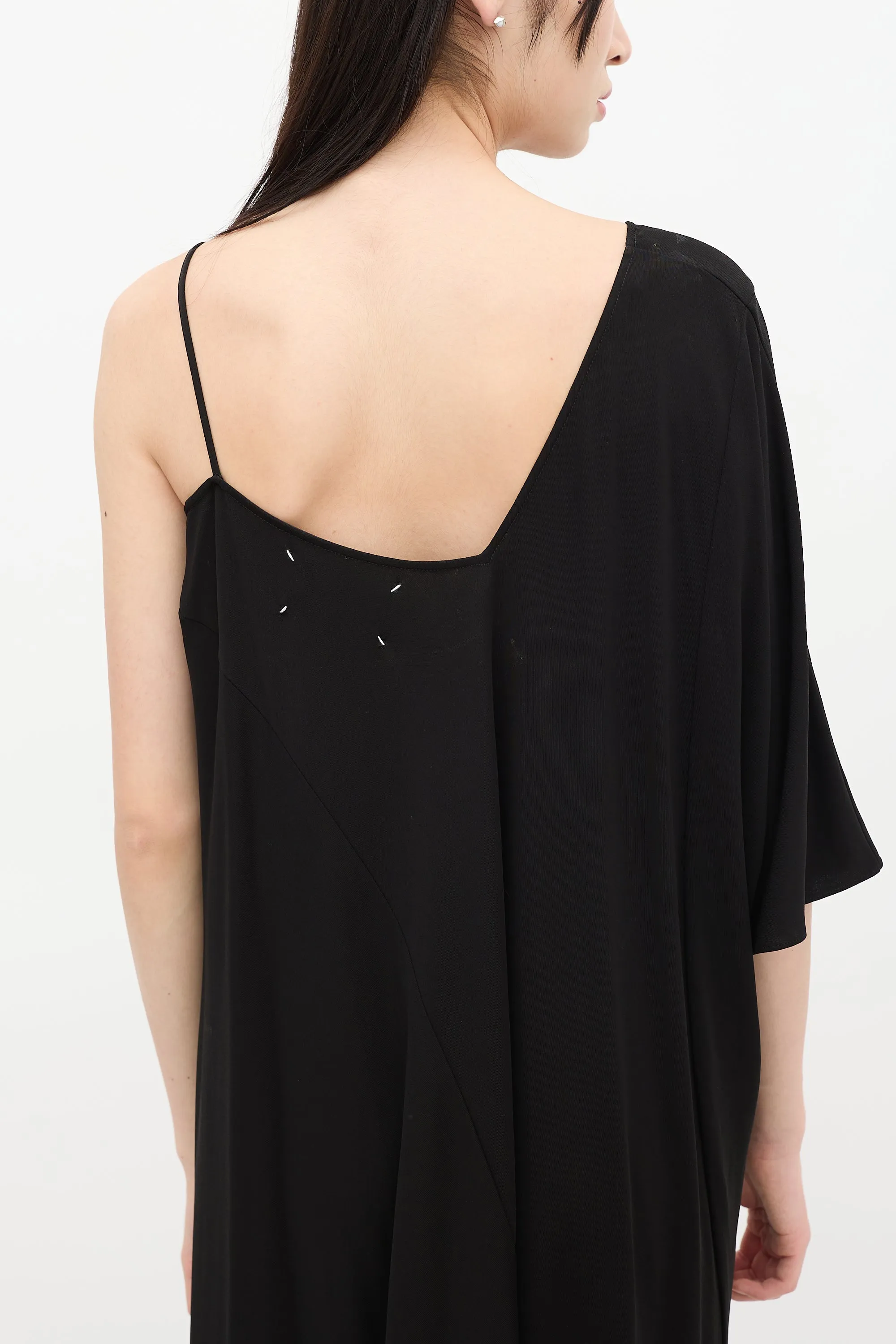 Black Asymmetrical Shift Maxi Dress