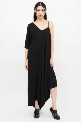 Black Asymmetrical Shift Maxi Dress