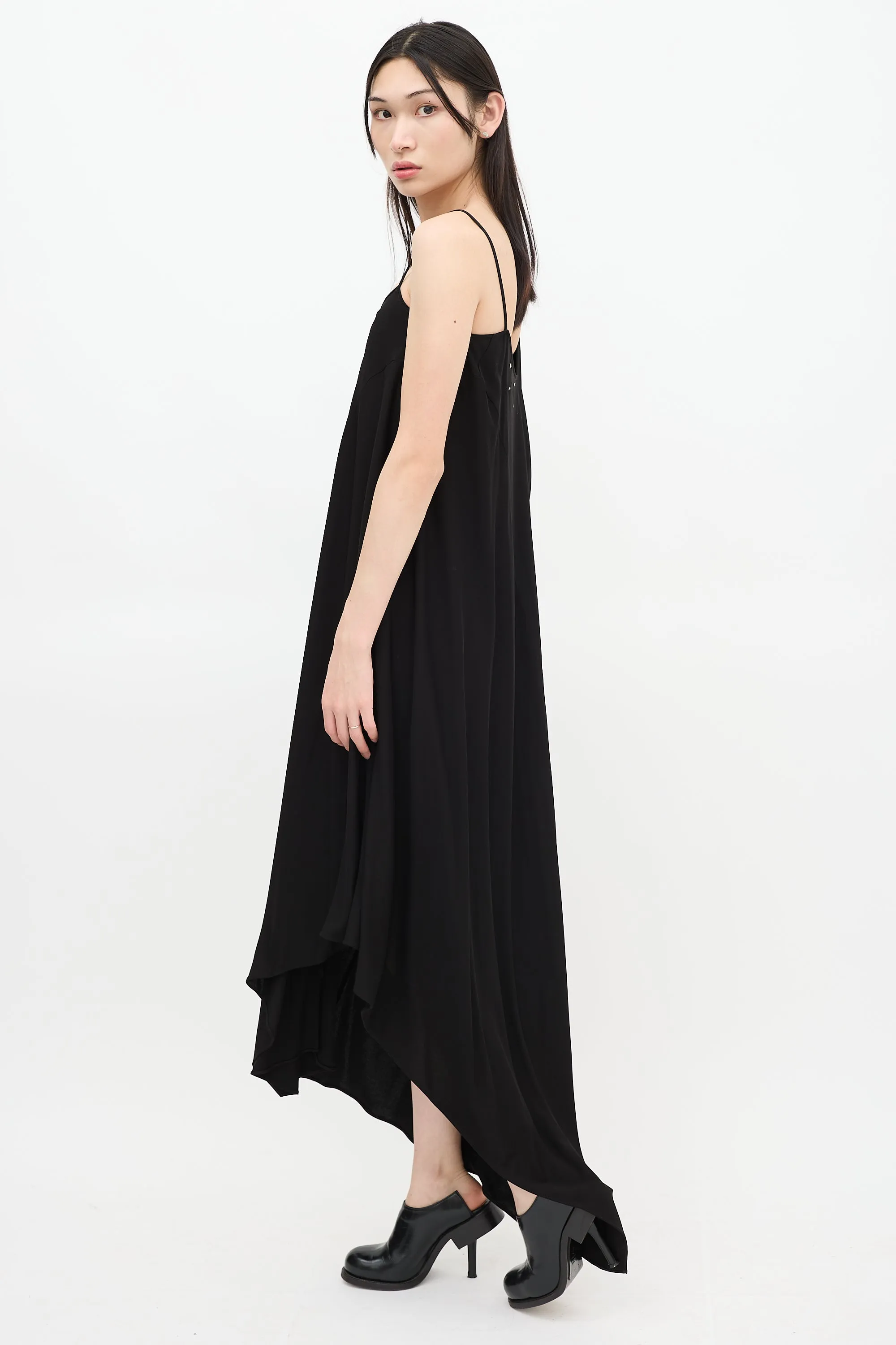 Black Asymmetrical Shift Maxi Dress