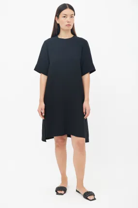 Black Crewneck Shift Dress