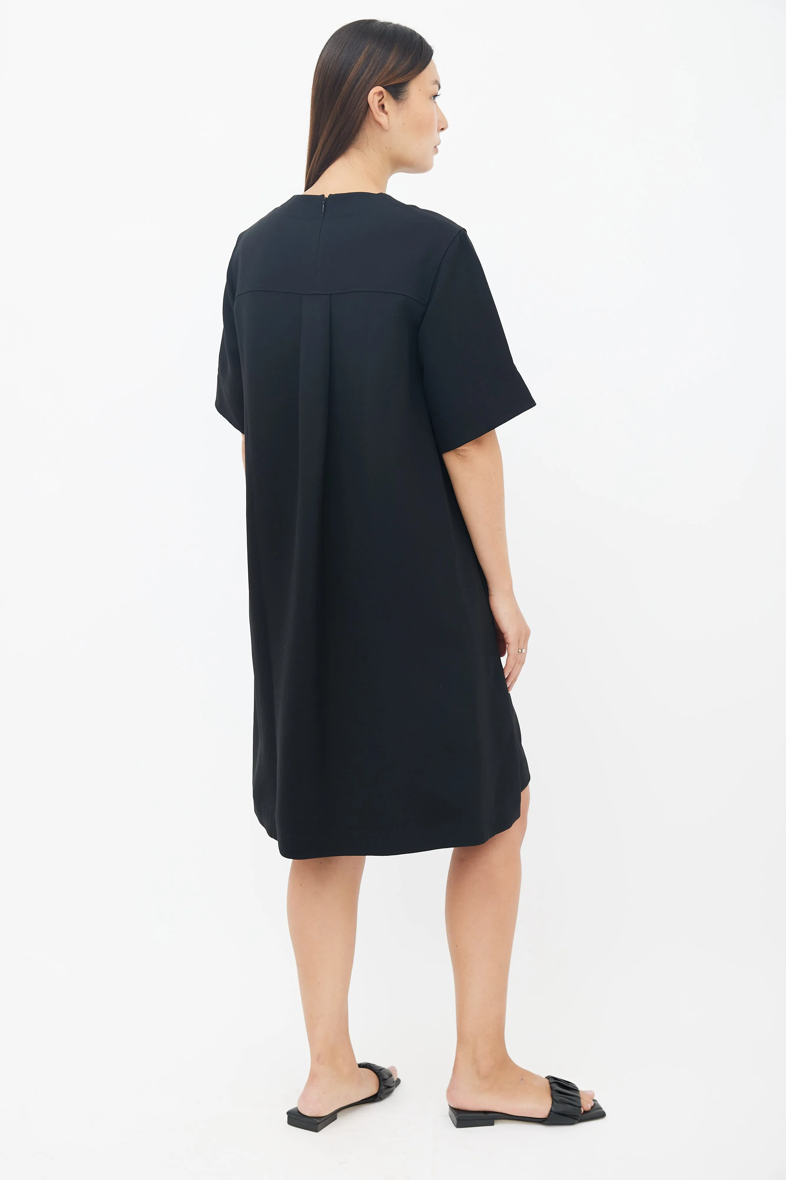 Black Crewneck Shift Dress