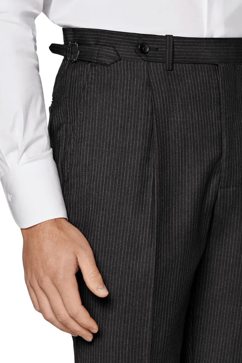 Black Stripe Wool Double Breasted Suit