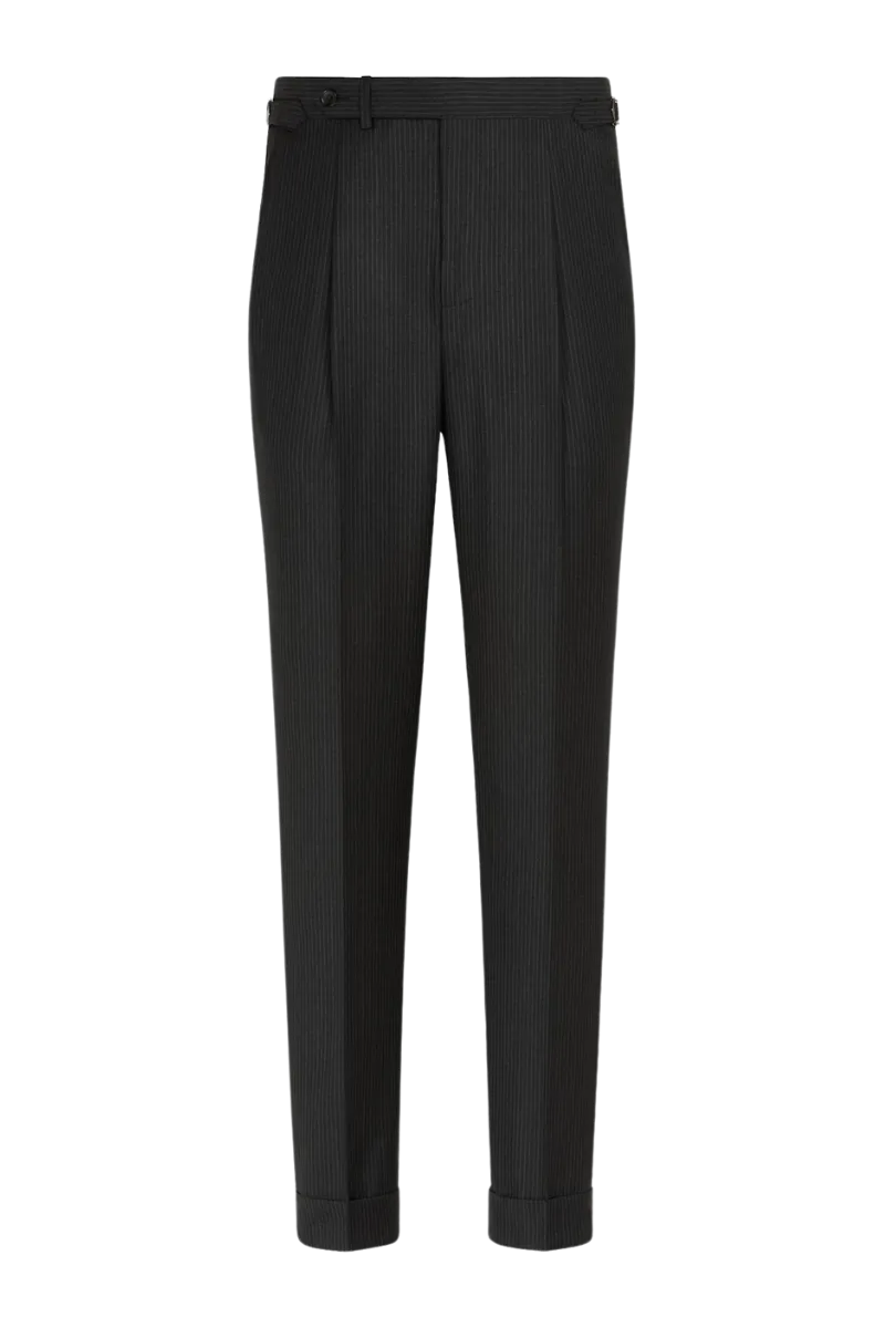 Black Stripe Wool Double Breasted Suit