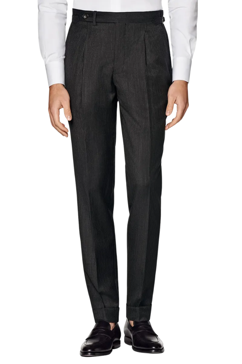 Black Stripe Wool Double Breasted Suit