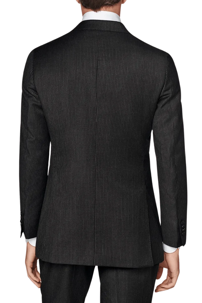Black Stripe Wool Double Breasted Suit