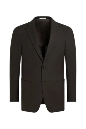 Brown Wool Single Breasted 3-Piece Suit