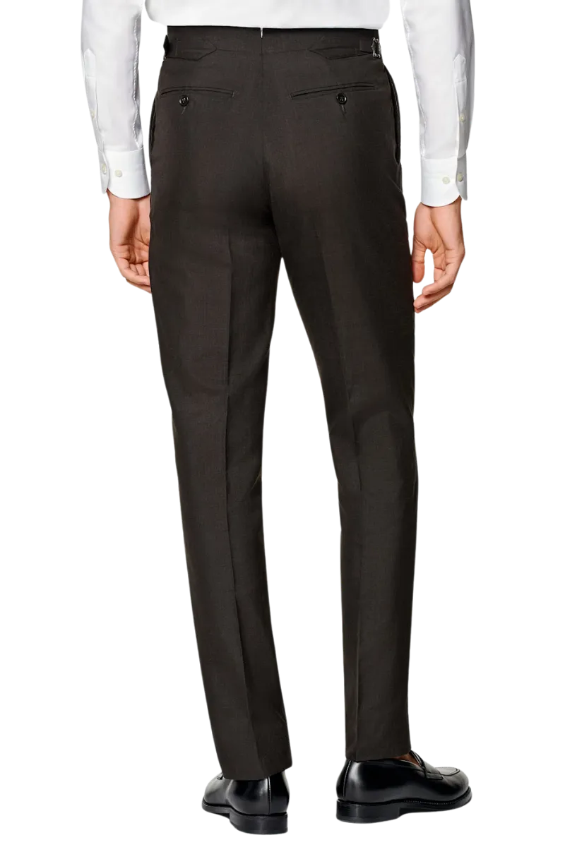 Brown Wool Single Breasted 3-Piece Suit