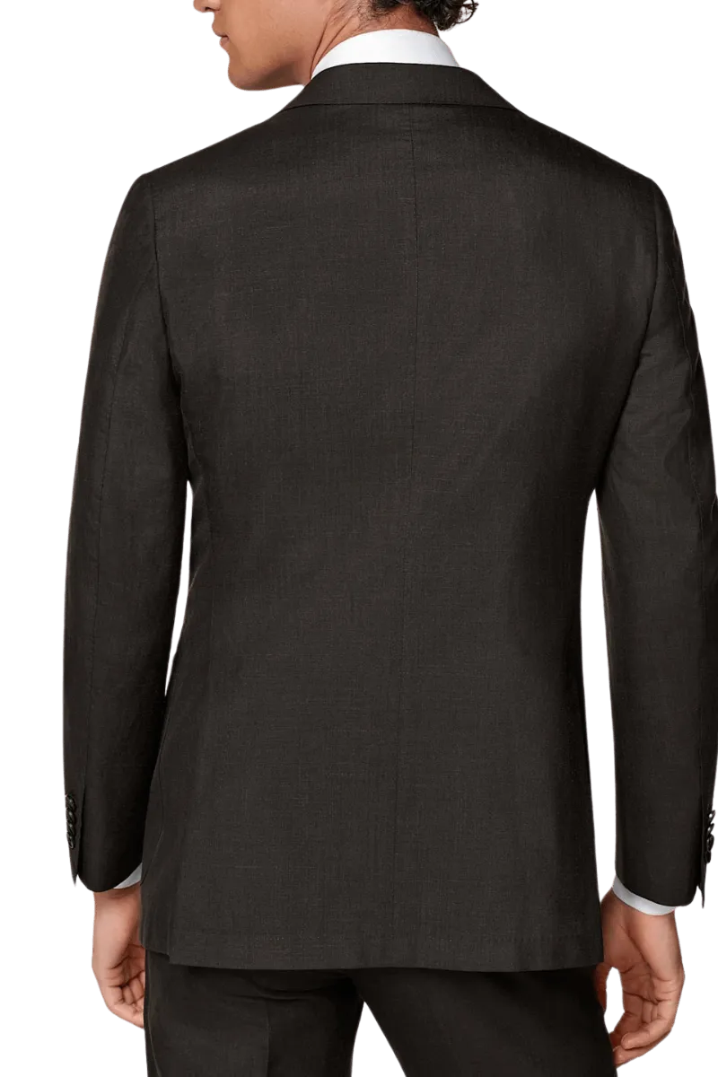 Brown Wool Single Breasted 3-Piece Suit