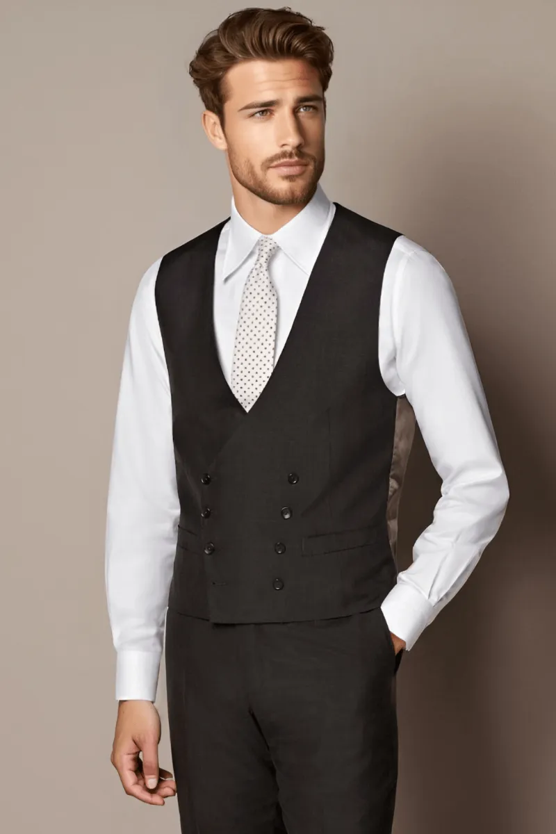 Brown Wool Single Breasted 3-Piece Suit