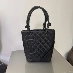Chanel Cambon Black Quilted Leather Tote Bag Medium