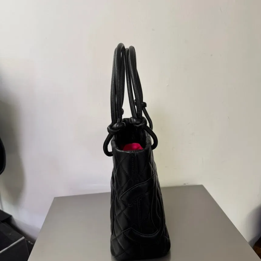 Chanel Cambon Black Quilted Leather Tote Bag Medium