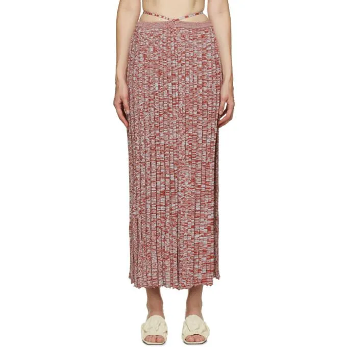 Christopher Esber Red and BlueRib Knit Tie Skirt