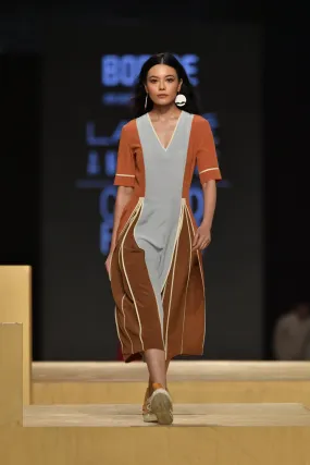 Colour-block Silk Dress