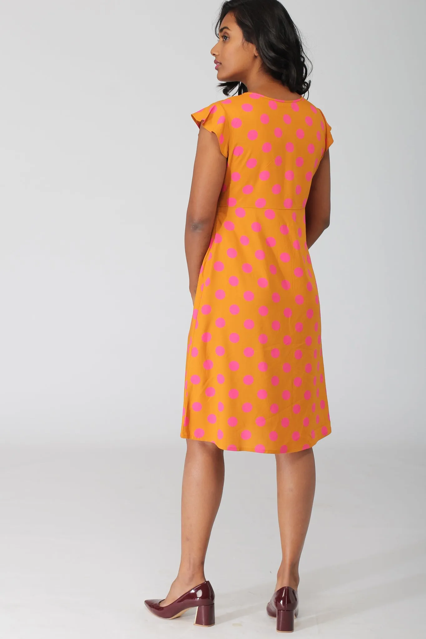Costa Printed A Line Dress with Pleats