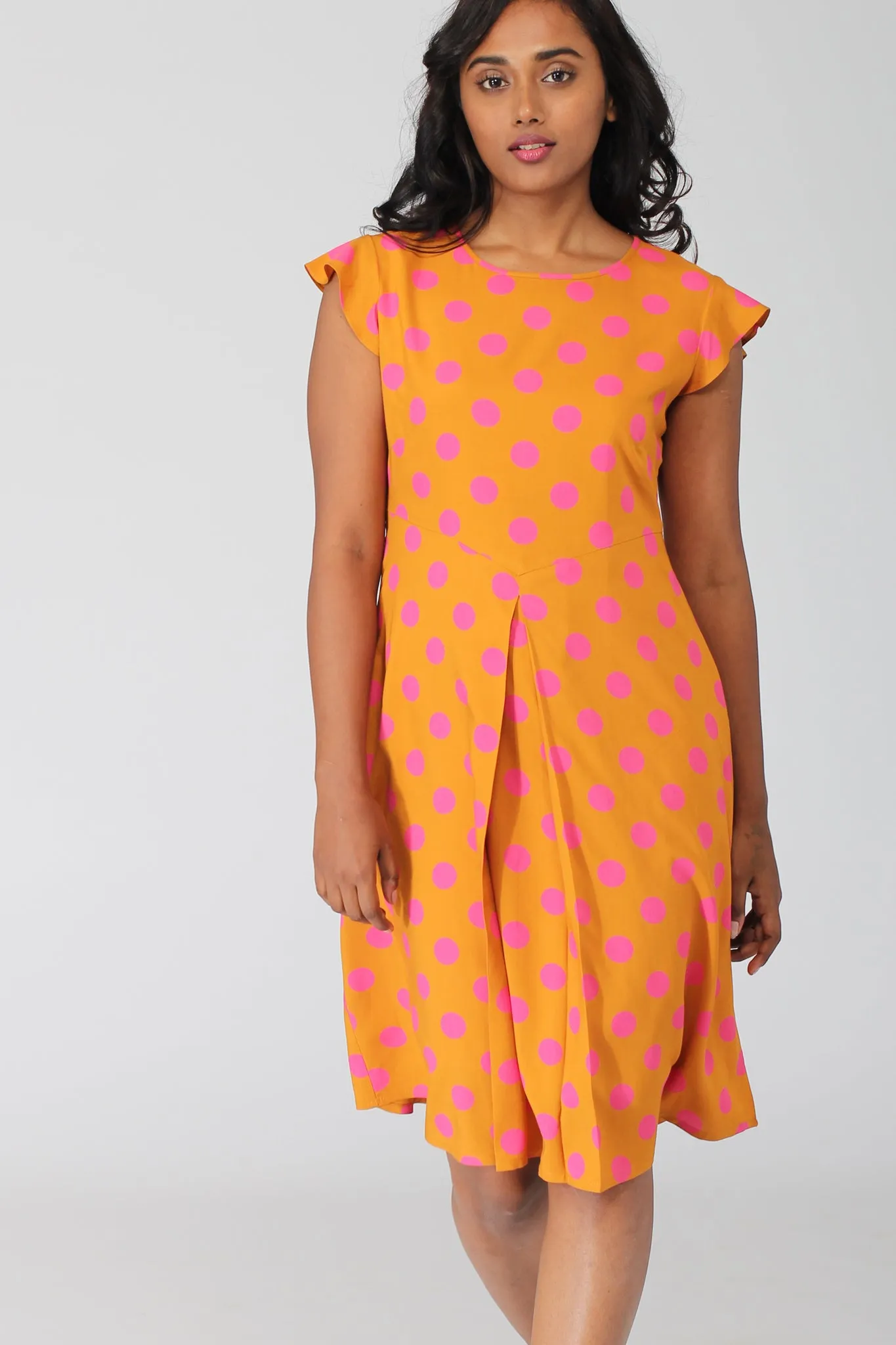 Costa Printed A Line Dress with Pleats