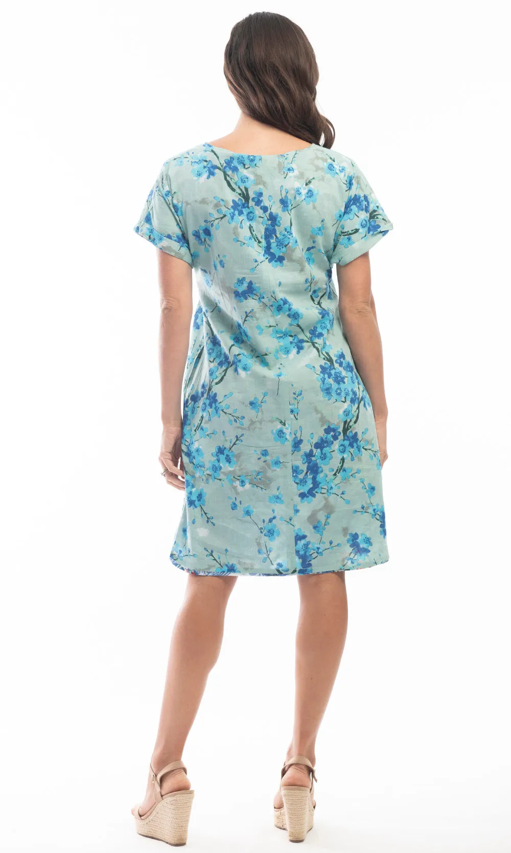 Cotton Dress Shift Short Sleeve Reversible Kintsugi