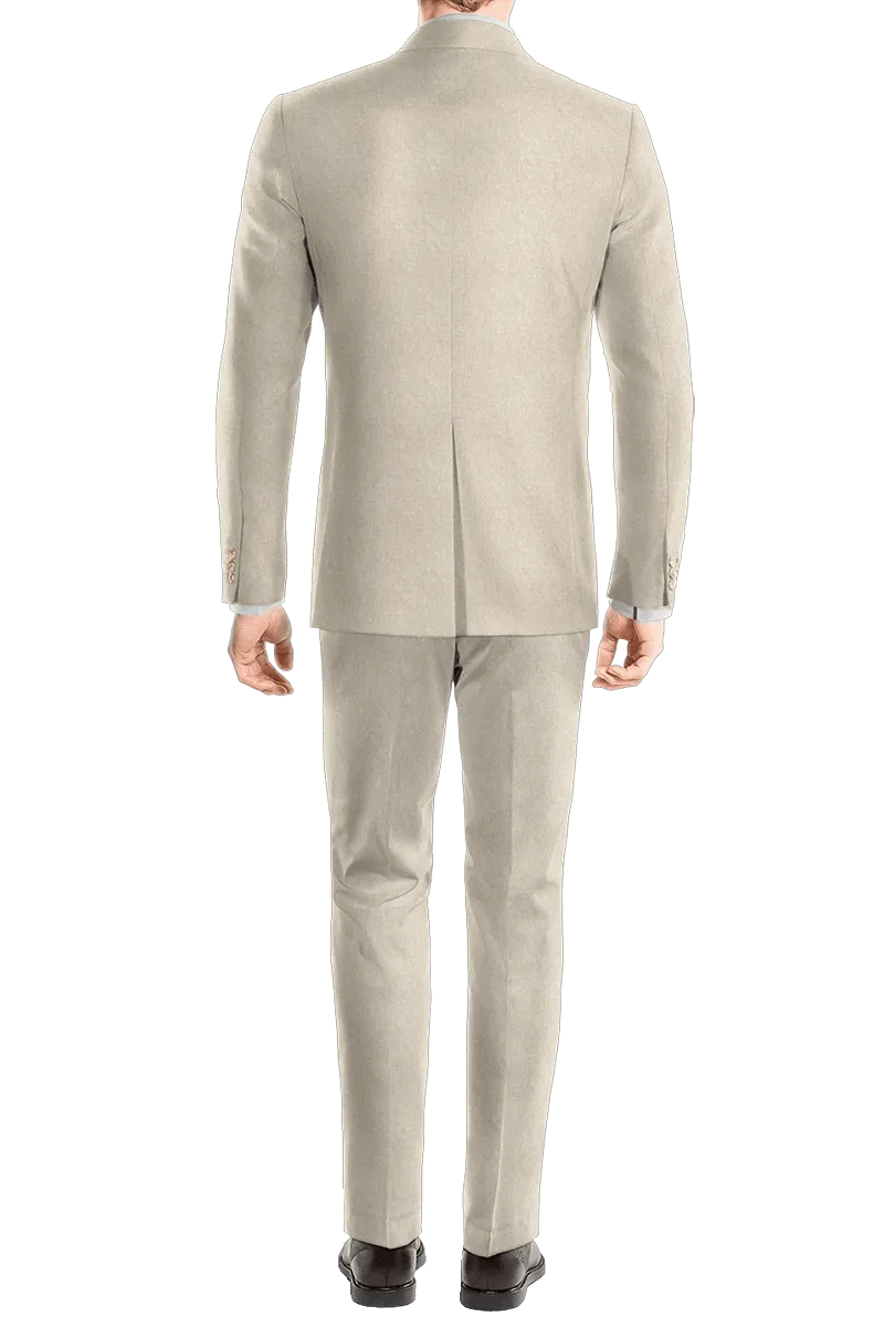Cream White Slim fit 3 piece 2-Button Suit