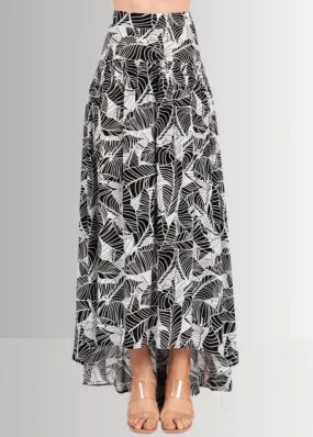 Devyn Tropical Flowy High Low Maxi Skirt