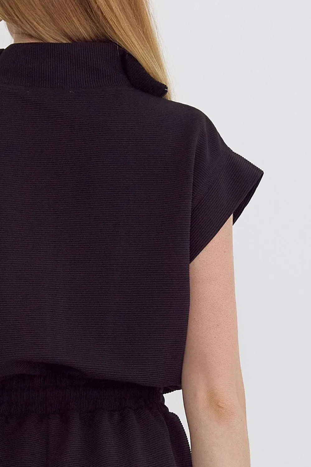 Diane Zip Up Romper (Black)