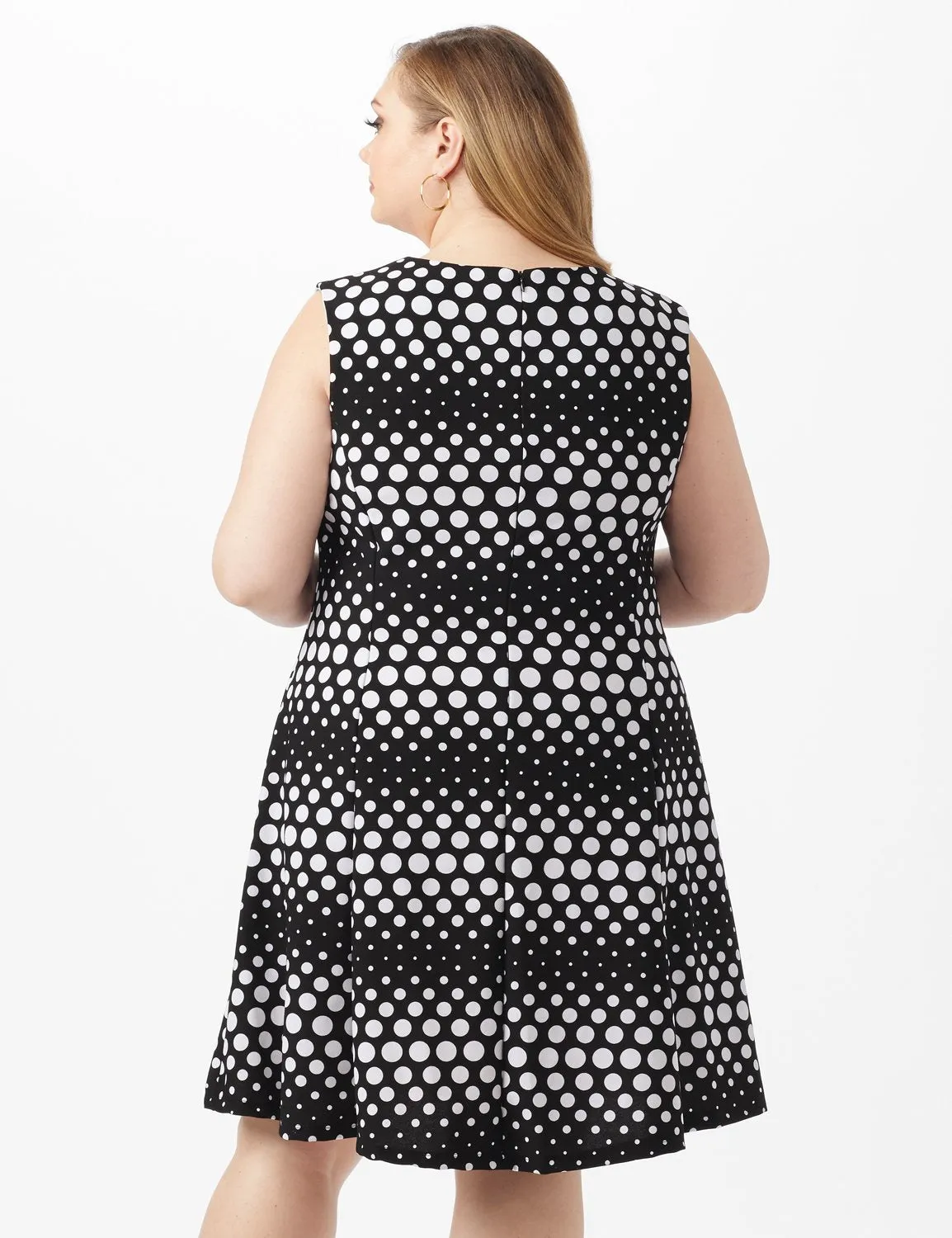 Dotted Stripe Fit and Flare Scuba Dress