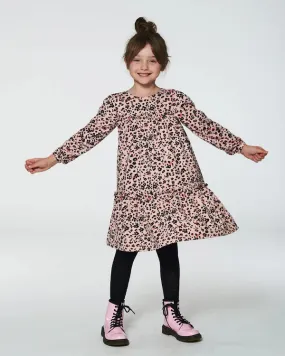 DPD Leopard Print Long Sleeve Dress with ruffle
