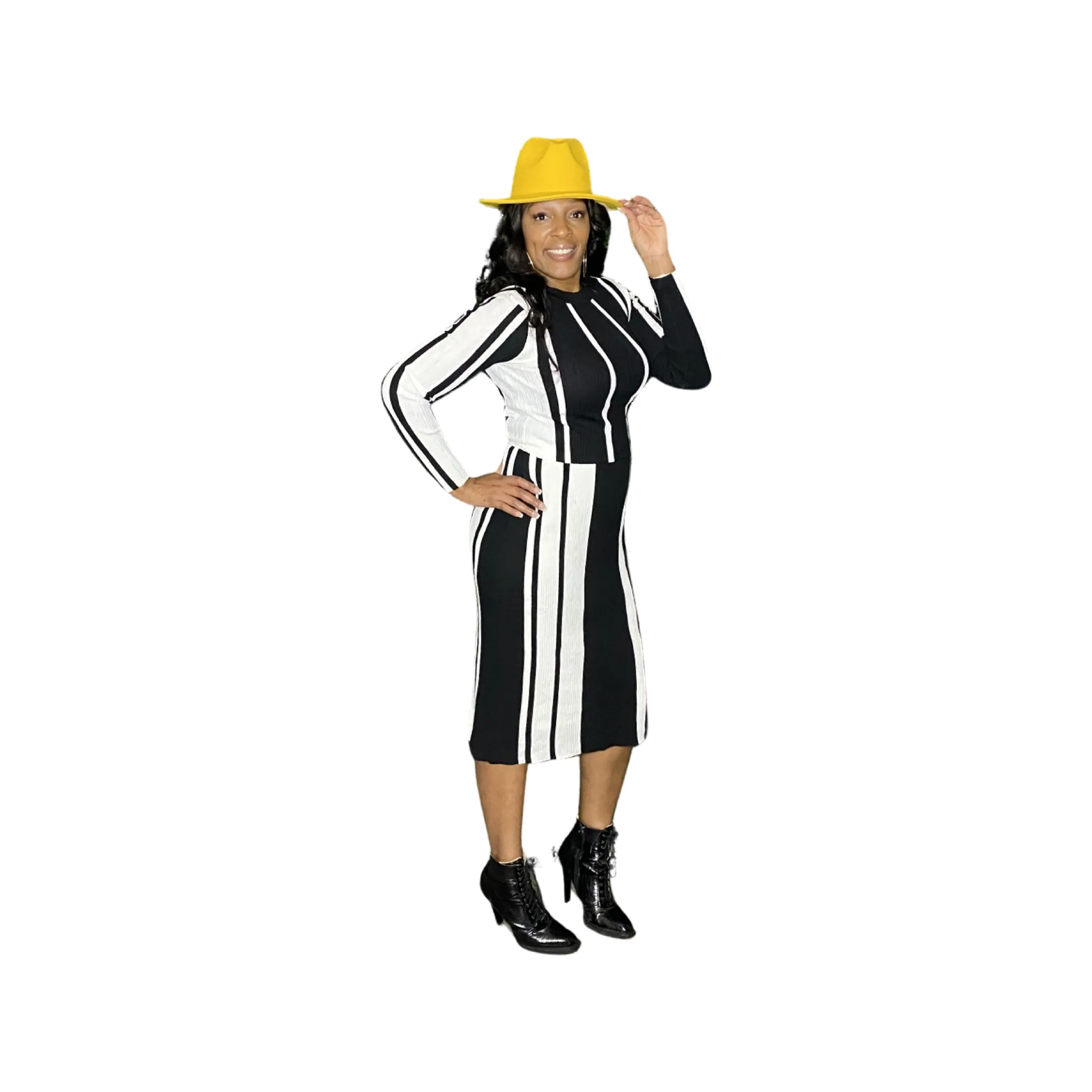 Ebony Stripe Skirt Set