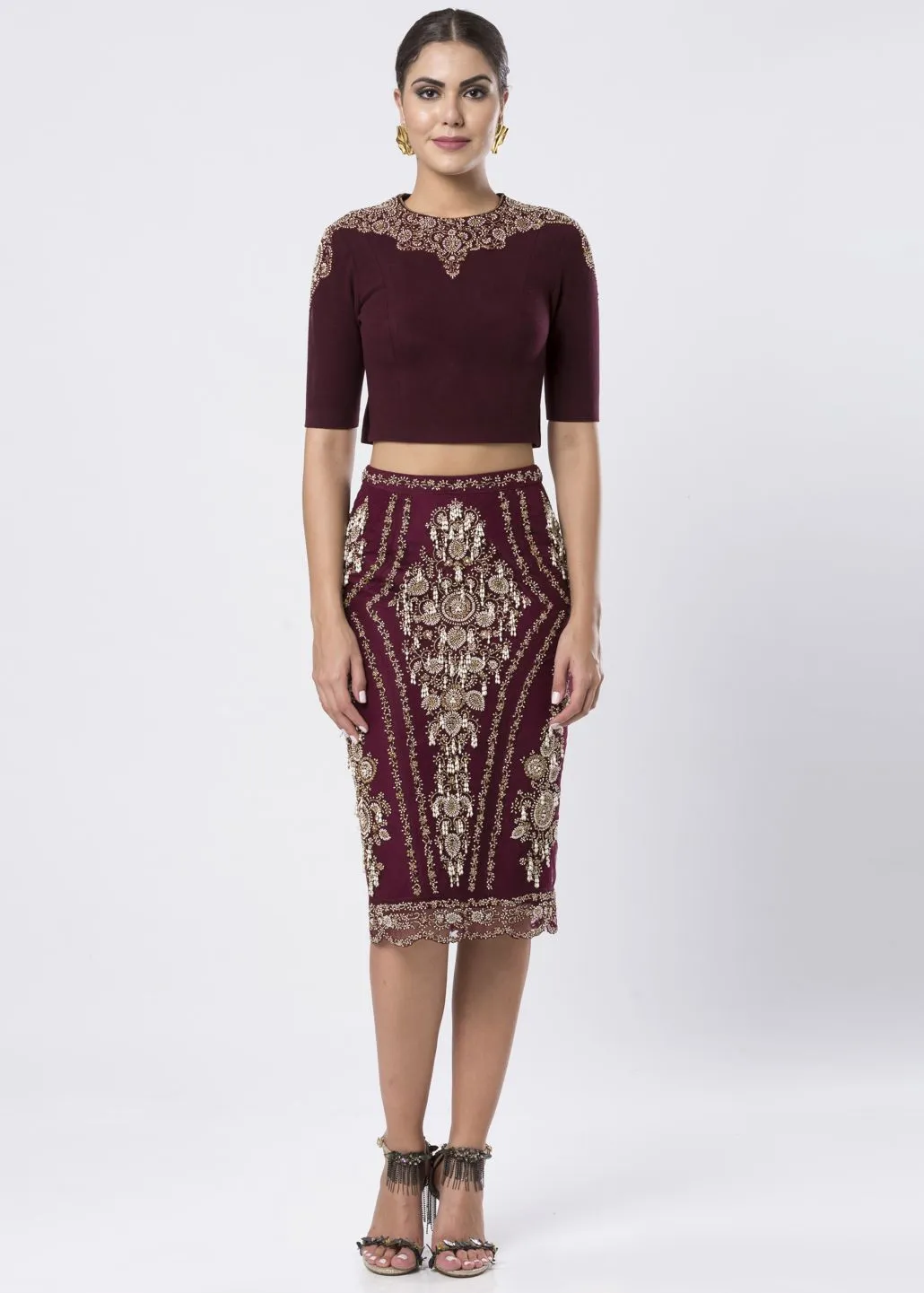 EMBELLISHED BLOUSE & SKIRT SET