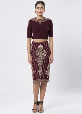 EMBELLISHED BLOUSE & SKIRT SET