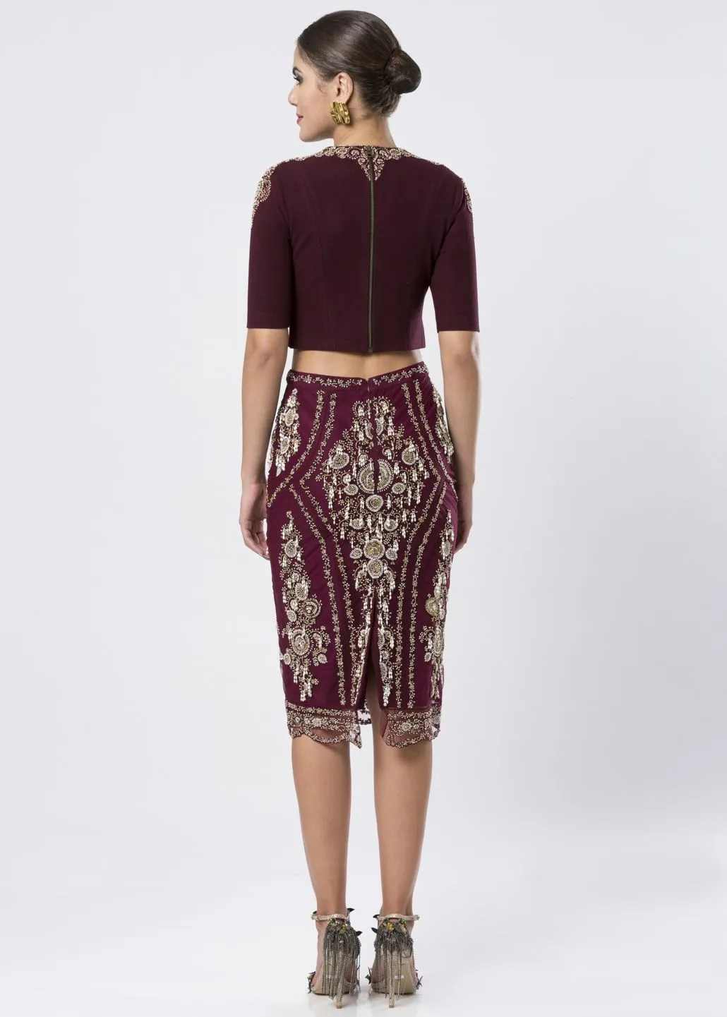 EMBELLISHED BLOUSE & SKIRT SET