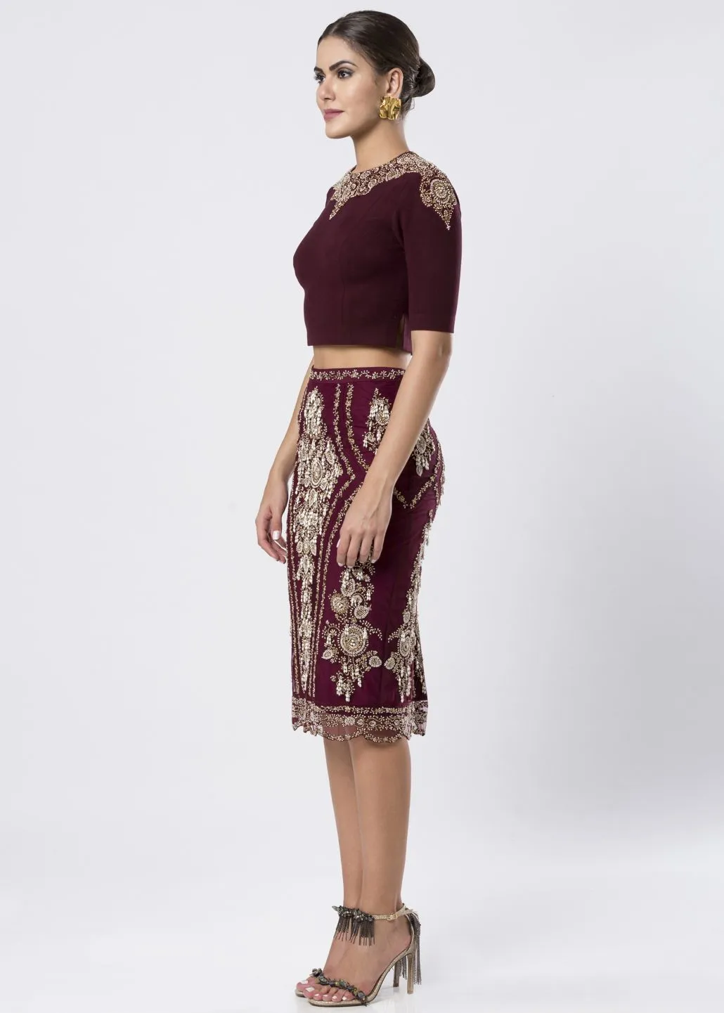 EMBELLISHED BLOUSE & SKIRT SET