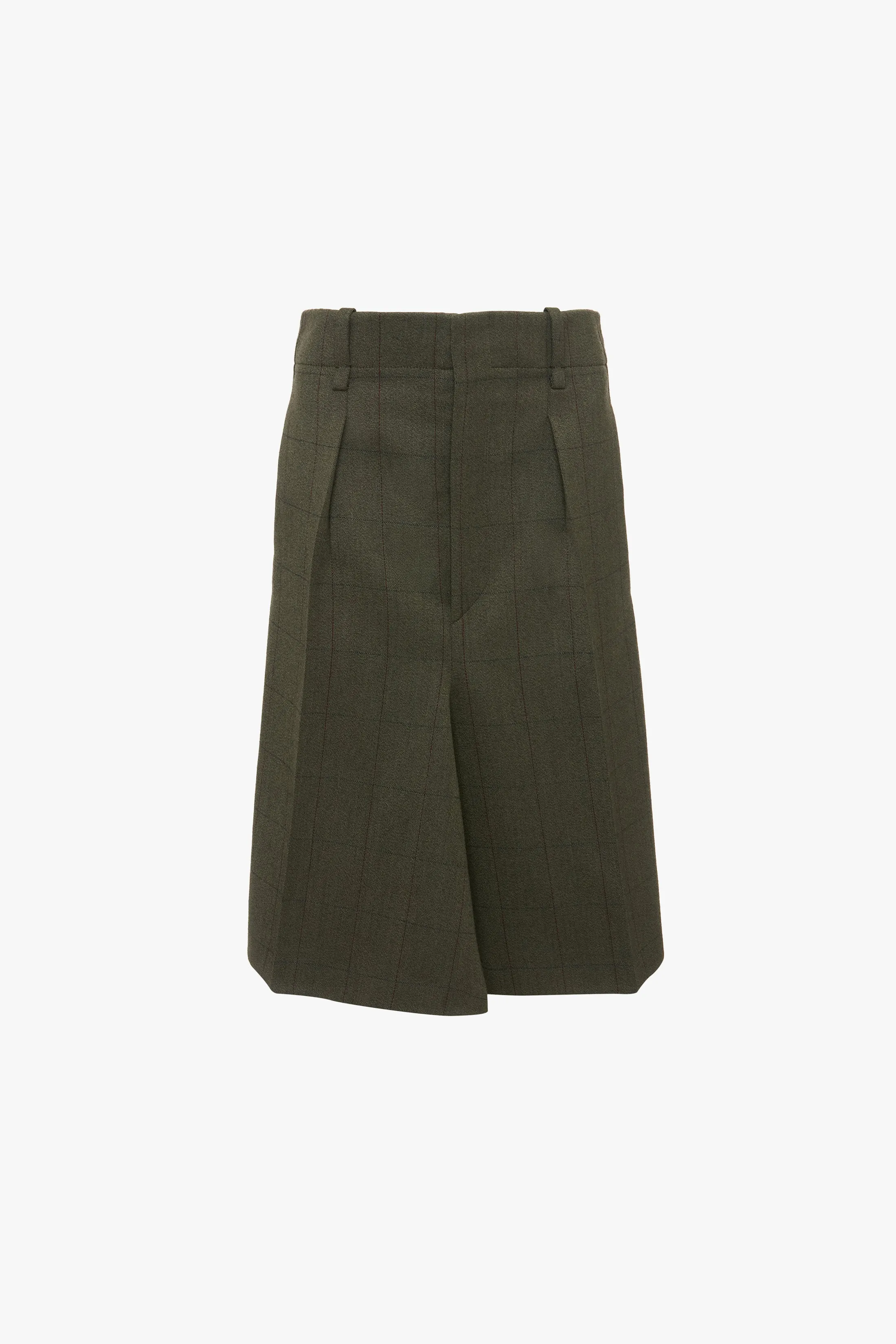 Tailored Asymmetric Check Skirt in Dark Fern - Exclusive Edition