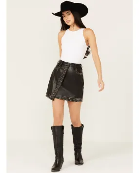Faux Leather Studded Mini Skirt