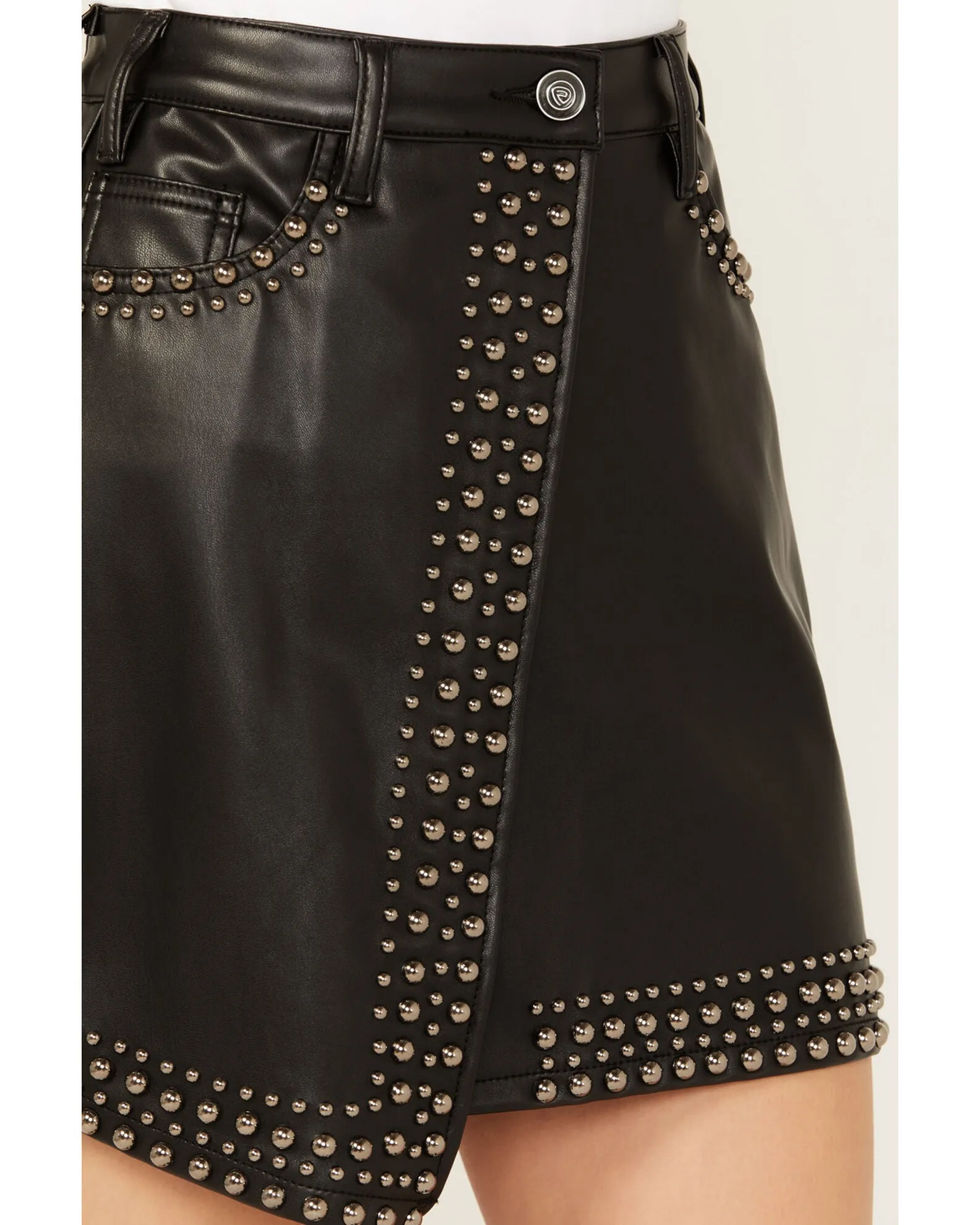 Faux Leather Studded Mini Skirt