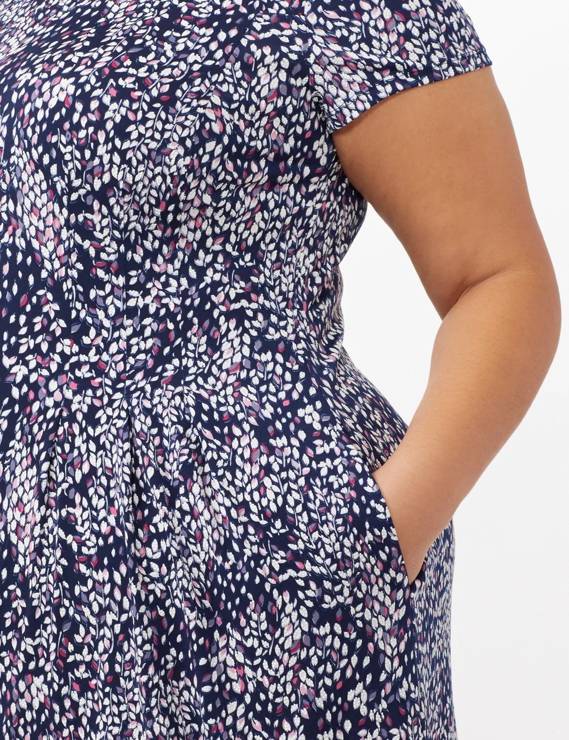 Fit and Flare Puff Print with Pockets Dress